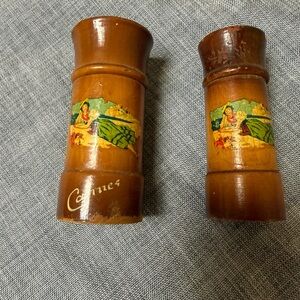 Vintage Wooden Salt & Pepper Shakers – Cannies – Decoupage Folk Art